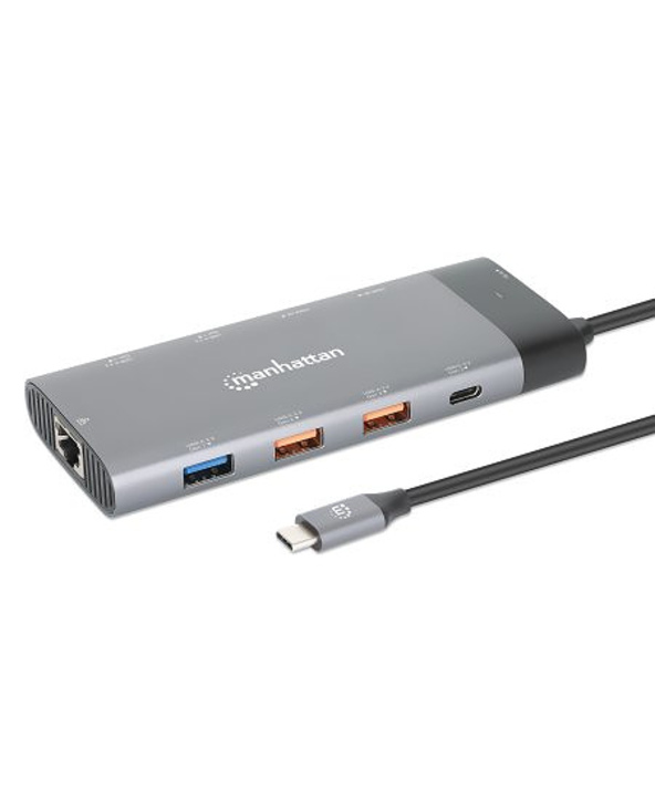Manhattan 130714 station d'accueil Avec fil USB 3.2 Gen 2 (3.1 Gen 2) Type-C Gris