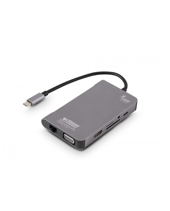 Urban Factory TCM16UF station d'accueil Avec fil USB 3.2 Gen 1 (3.1 Gen 1) Type-C Gris