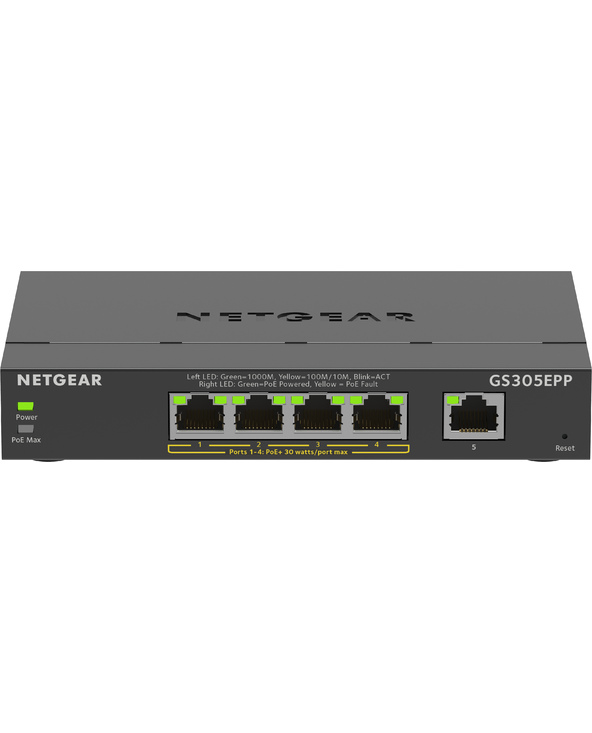 NETGEAR 5-Port Gigabit Ethernet High-Power PoE+ Plus Switch (GS305EPP) Géré L2/L3 Gigabit Ethernet (10/100/1000) Connexion Ether