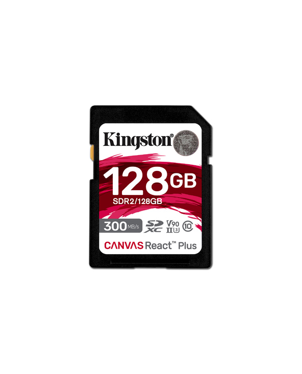 Kingston Technology 128GB Canvas React Plus SDXC UHS-II 300R/260W U3 V90 for Full HD/4K/8K