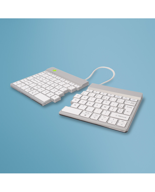 R-Go Tools Clavier ergonomique R-Go Split Break avec logiciel de pause, clavier ergonomique divisé, AZERTY (FR), bluetooth, blan