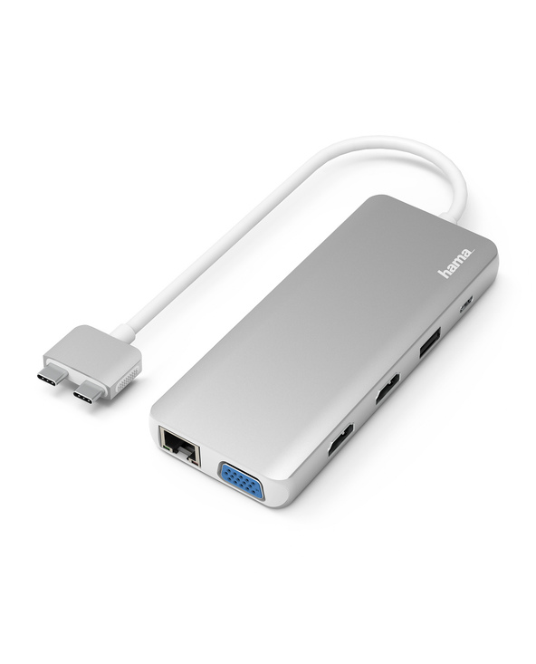 Hama 00200133 station d'accueil USB 3.2 Gen 1 (3.1 Gen 1) Type-C Argent, Blanc