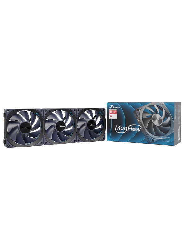 Seasonic MagFlow 3-Fan Kit Boitier PC Ventilateur 12 cm Noir 3 pièce(s)