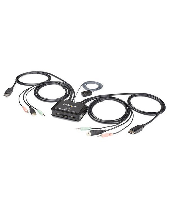StarTech.com Commutateur KVM à 2 ports USB 4K 60 Hz DisplayPort avec câbles incorporés