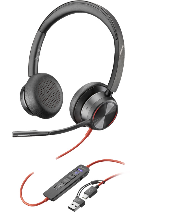 POLY Micro-casque Blackwire 8225 stéréo USB-C certifié Microsoft Teams + adaptateur USB-C/A