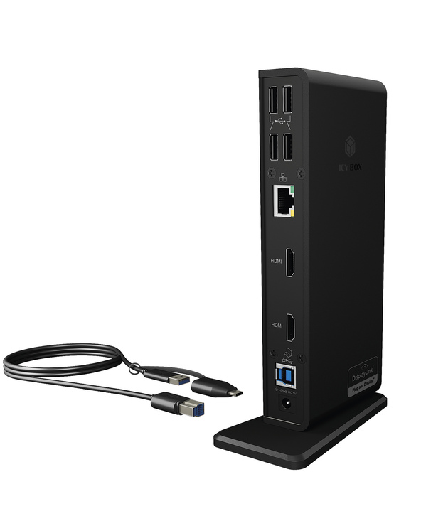 ICY BOX IB-DK2251AC Avec fil USB 3.2 Gen 2 (3.1 Gen 2) Type-A Noir
