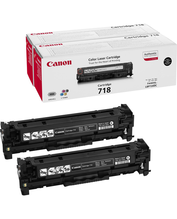 Canon CRG-718 Bk VP Cartouche de toner 2 pièce(s) Original Noir