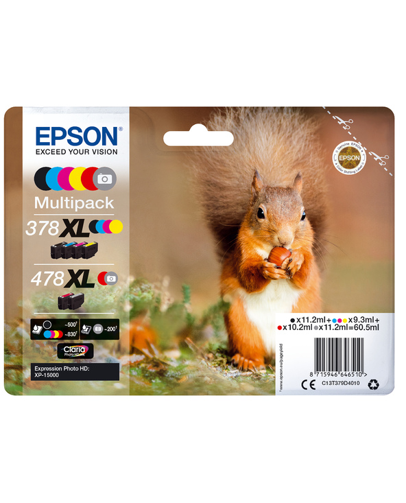 Epson Squirrel Multipack 6-colours 378XL / 478XL Claria Photo HD Ink