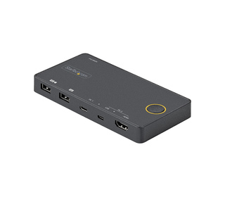 StarTech.com Switch KVM Hybride 2 Ports USB-A + HDMI & USB-C - Écran Unique HDMI 2.0 4K 60Hz - Commutateur KVM Compact HDMI Desk
