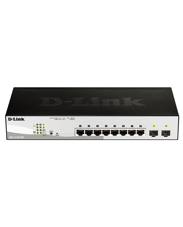 D-Link DGS-1210-08P Géré L2 Gigabit Ethernet (10/100/1000) Connexion Ethernet, supportant l'alimentation via ce port (PoE) Noir