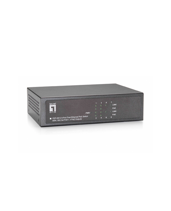 LevelOne FEP-0812 commutateur réseau Fast Ethernet (10/100) Connexion Ethernet, supportant l'alimentation via ce port (PoE) Noir