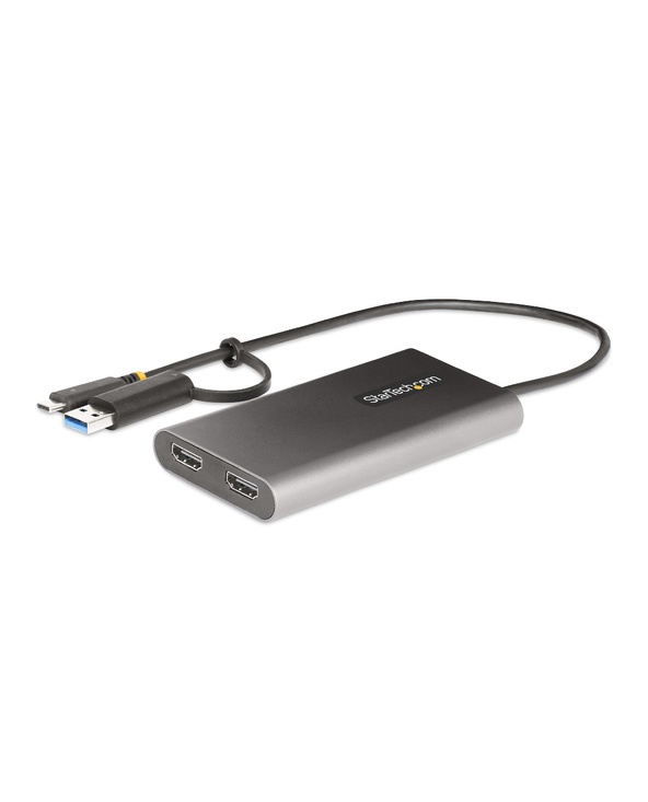 StarTech.com Adaptateur USB-C vers Double HDMI - USB-C ou A vers 2x HDMI - 4K 60Hz - 100W Power Delivery Pass-Through - Adaptate