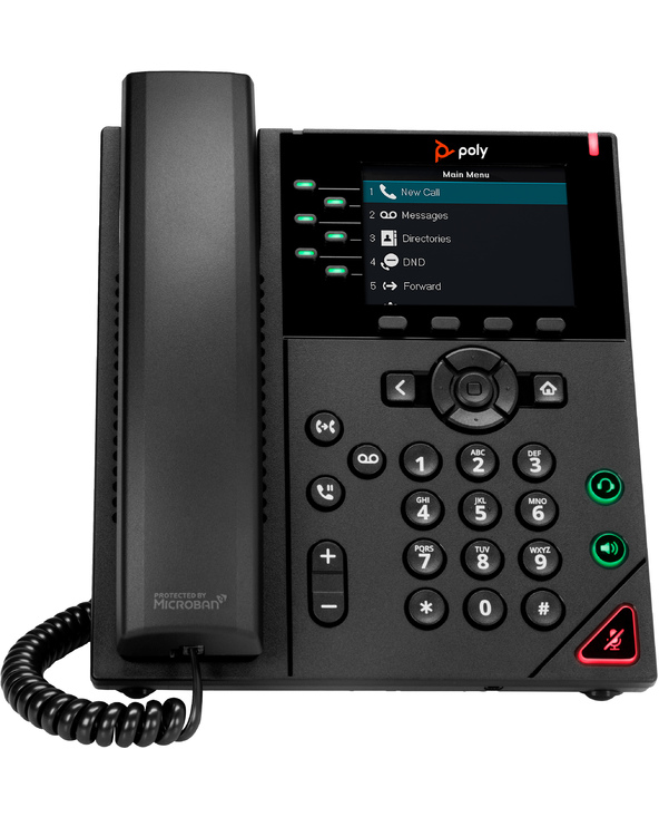 POLY Téléphone IP VVX 350 à 6 lignes et compatible PoE