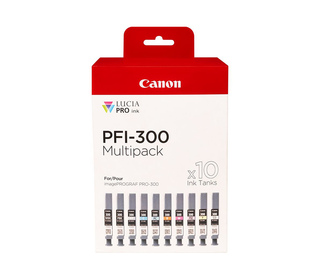 Canon PFI-300 cartouche d'encre 10 pièce(s) Original Noir, Bleu, Cyan, Gris, Magenta, Photo noire, Photo magenta, Rouge, Jaune