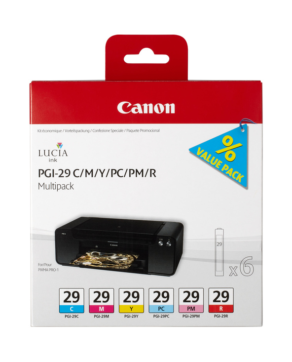 Canon Multipack de 6 cartouches d'encre PGI-29 C/M/Y/PC/PM/R