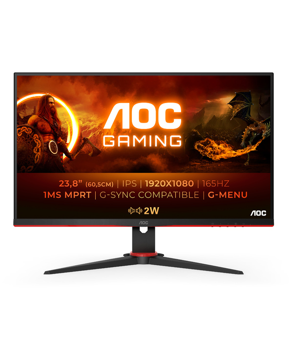 AOC 24G2SPU/BK 23.8" Full HD 1 ms Noir, Rouge
