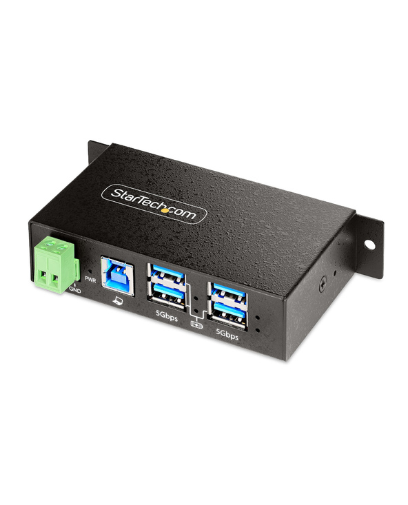 StarTech.com Hub USB 3.0 4 Ports avec 4x USB-A, Boîtier Industriel en Métal, Hub USB 4 ports avec Protection ESD, Montage Mural,