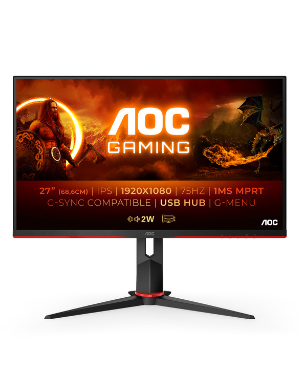 AOC G2 27G2U5/BK 27" LED Full HD 1 ms Noir, Rouge