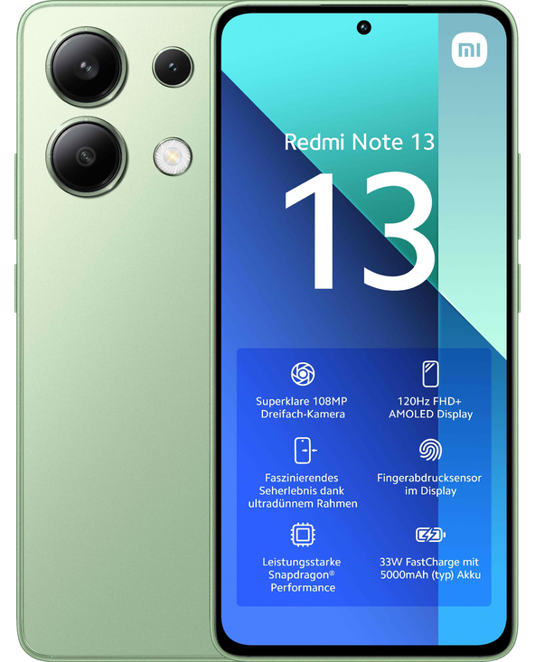 Xiaomi Redmi NOTE 13 6.67" 128 Go Vert, Couleur menthe