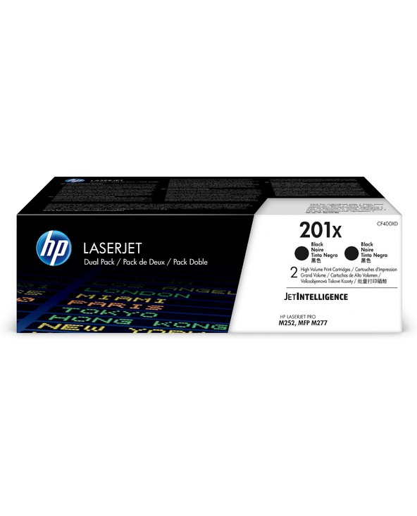 HP 201X LaserJet, lot de 2 cartouches de toner grande capacité authentiques, noir