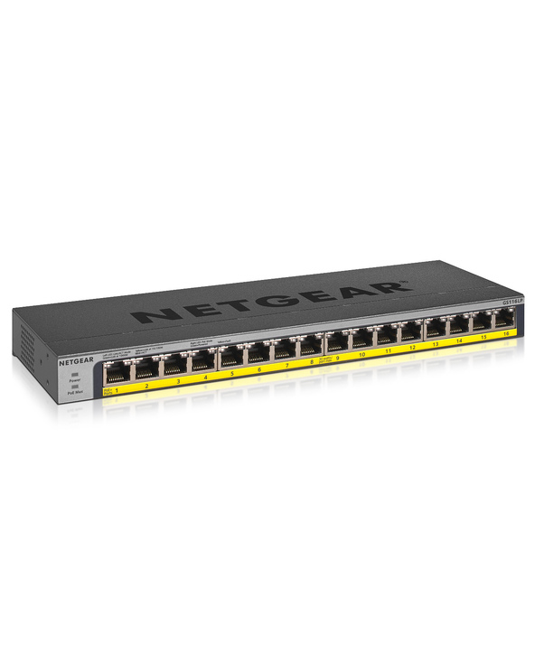 NETGEAR GS116LP Non-géré Gigabit Ethernet (10/100/1000) Connexion Ethernet, supportant l'alimentation via ce port (PoE) Noir