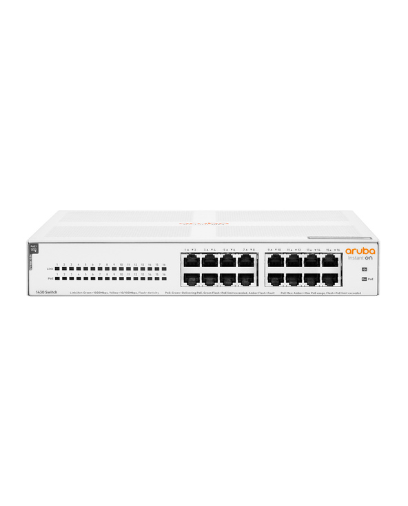Aruba Instant On 1430 16G Class4 PoE 124W Non-géré L2 Gigabit Ethernet (10/100/1000) Connexion Ethernet, supportant l'alimentati