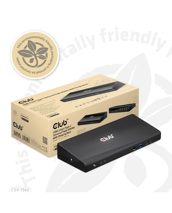 CLUB3D CSV-1562 station d'accueil USB 3.2 Gen 1 (3.1 Gen 1) Type-C Noir