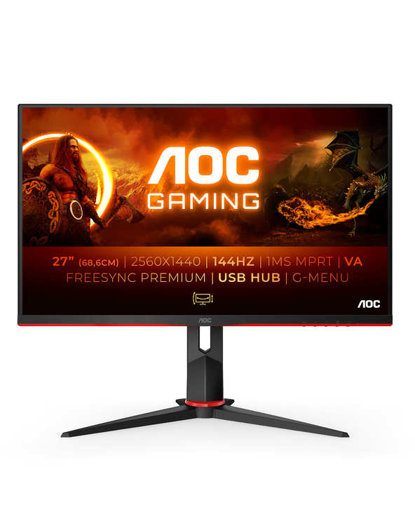 AOC G2 Q27G2U/BK 27" LED Quad HD 1 ms Noir, Rouge