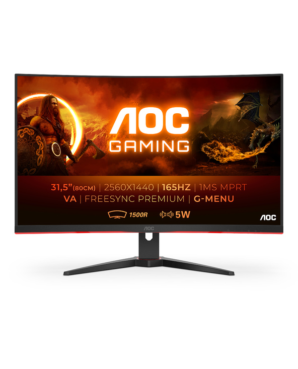 AOC G2 CQ32G2SE/BK 31.5" LED 2K Ultra HD 1 ms Noir, Rouge