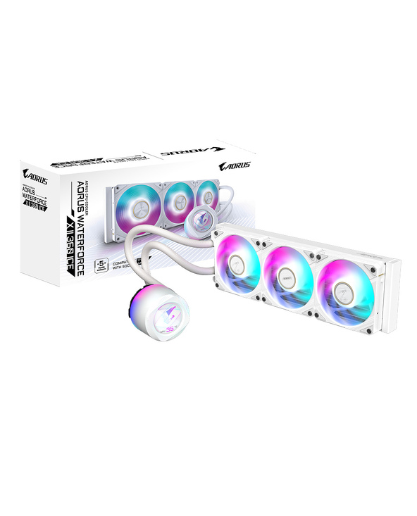 Gigabyte Refroidisseur de CPU liquide AIO AORUS WATERFORCE X II 360 ICE - 3 ventilateurs ARGB 120 mm, écran LCD couleur complet,
