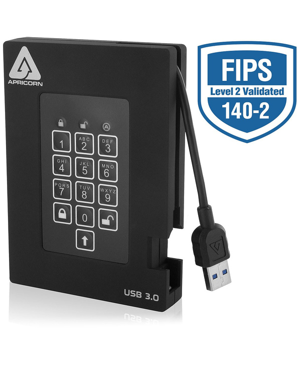 Apricorn Aegis Padlock Fortress disque dur externe 2 To Noir