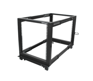 StarTech.com Rack Serveur Mobile 12U 4 Poteaux, Rack Réseau 19" 4 Poteaux avec Roulettes, Rack Roulant avec Profondeur Ajustable