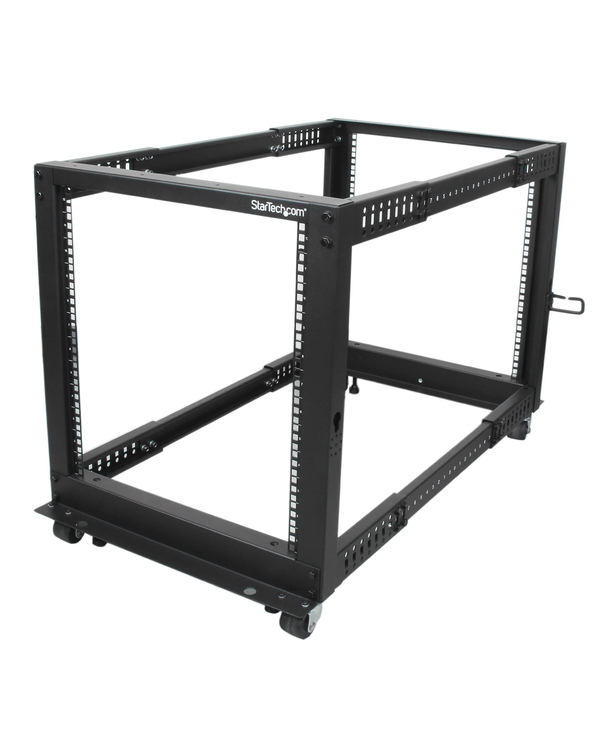 StarTech.com Rack Serveur Mobile 12U 4 Poteaux, Rack Réseau 19" 4 Poteaux avec Roulettes, Rack Roulant avec Profondeur Ajustable