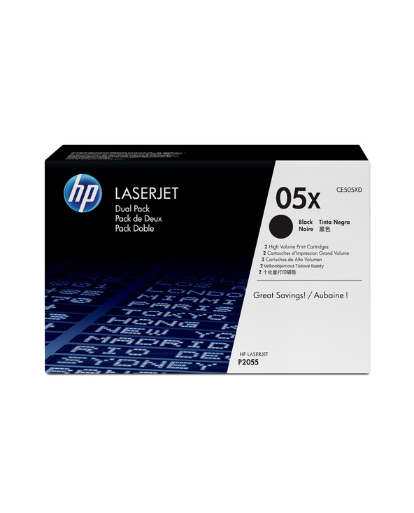 HP 05X pack de 2 toners LaserJet noir grande capacité authentiques