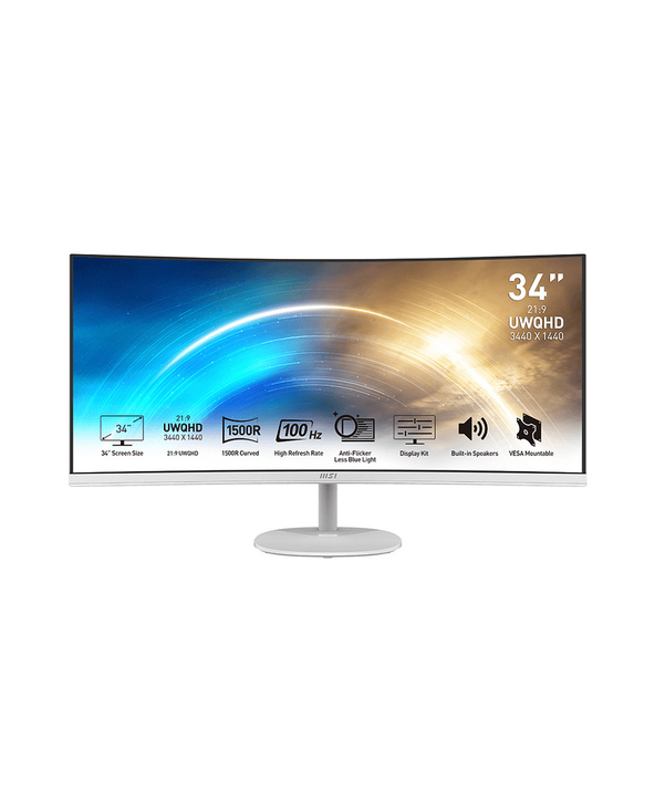 MSI Pro MP341CQWDE 34" UltraWide Quad HD Blanc
