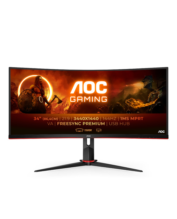 AOC G2 CU34G2X/BK 34" LED Quad HD 1 ms Noir, Rouge