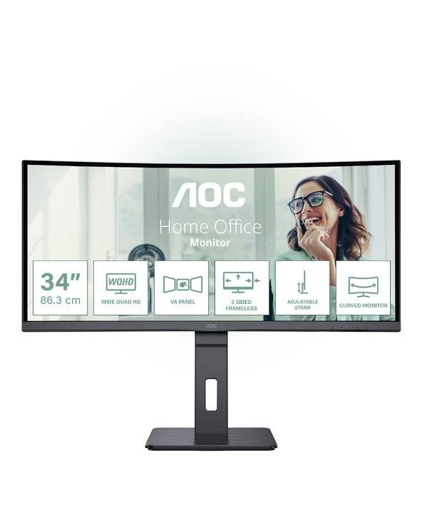 AOC CU34P3CV 34" LED UltraWide Quad HD 4 ms Noir