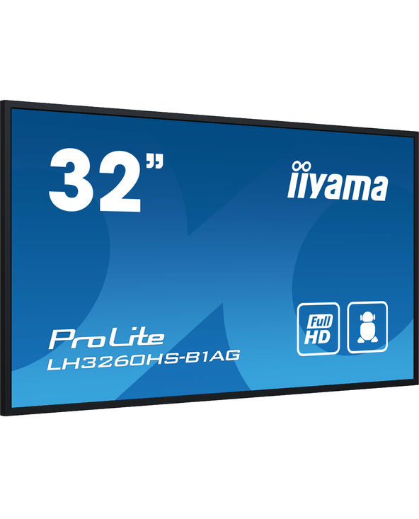 iiyama LH3260HS-B1AG affichage de messages Carte A numérique 80 cm (31.5") LED Wifi 500 cd/m² Full HD Noir Intégré dans le proce