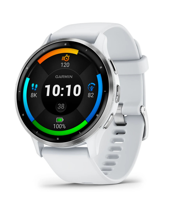 Garmin Venu 3 3,56 cm (1.4") AMOLED Numérique 454 x 454 pixels Écran tactile Argent, Blanc Wifi GPS (satellite)