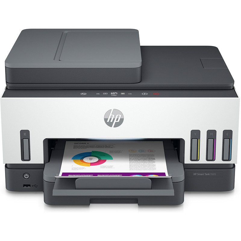 HP Smart Tank Imprimante tout-en-un 7605, Couleur, Imprimante pour Home and home office, Impression, copie, numérisation, téléco