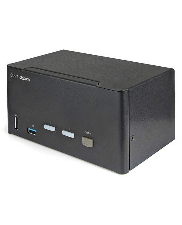 StarTech.com Commutateur KVM DisplayPort 2 Ports pour 3 Moniteurs - 4K 60Hz UHD HDR - KVM de Bureau DP 1.2 avec Hub USB 3.0 2 po