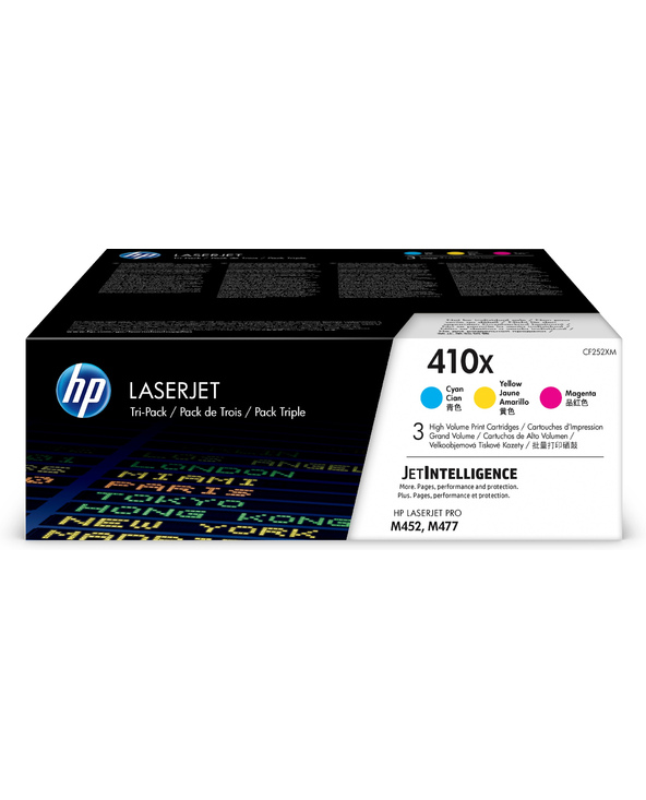 HP 410XLaserJet, lot de 3 cartouches de toner grande capacité authentiques, cyan/magenta/jaune