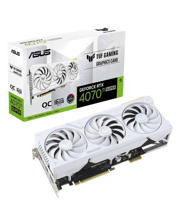 ASUS TUF Gaming TUF-RTX4070TIS-O16G-BTF-WHITE NVIDIA GeForce RTX 4070 Ti SUPER 16 Go GDDR6X