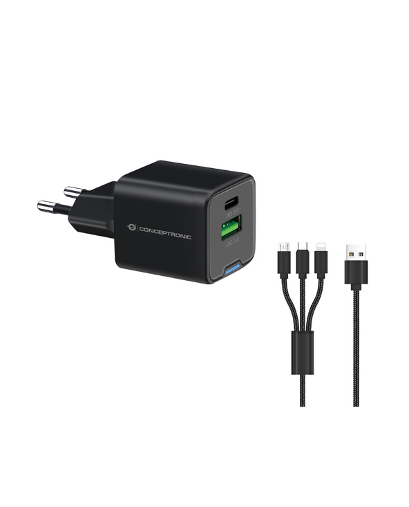 Conceptronic ALTHEA16B chargeur d'appareils mobiles Universel Noir Secteur Charge rapide Intérieure