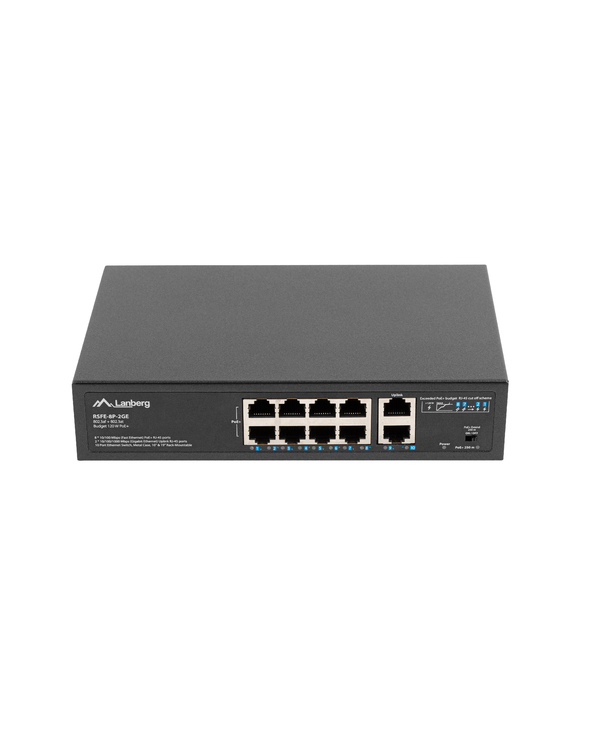 Lanberg RSFE-8P-2GE-120 commutateur réseau Non-géré Gigabit Ethernet (10/100/1000) Connexion Ethernet, supportant l'alimentation