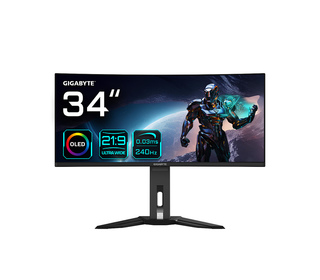 GIGABYTE MONITEUR DE JEU COURBÉ OLED WQHD MO34WQC2 DE 34” - 3440X1440(WQHD), 240HZ, 0.03MS, KVM, 250 CD/M², FREESYNC PREMIUM PRO