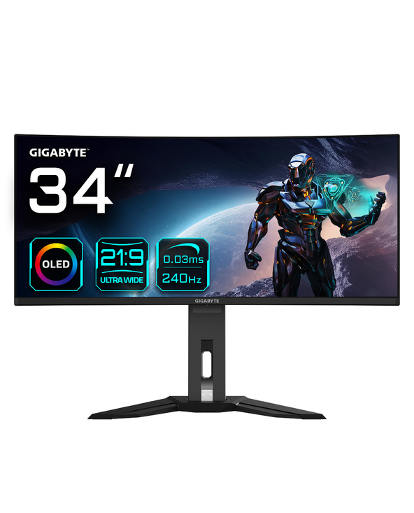 GIGABYTE MONITEUR DE JEU COURBÉ OLED WQHD MO34WQC2 DE 34” - 3440X1440(WQHD), 240HZ, 0.03MS, KVM, 250 CD/M², FREESYNC PREMIUM PRO