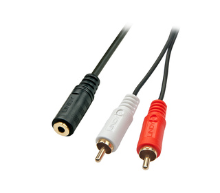 Lindy 35677 câble audio 0,25 m 2 x RCA 3,5mm Noir, Rouge, Blanc