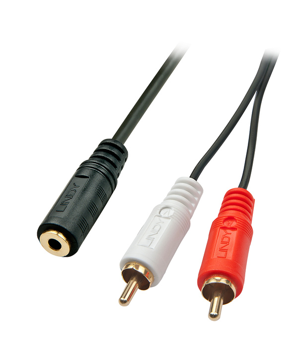Lindy 35677 câble audio 0,25 m 2 x RCA 3,5mm Noir, Rouge, Blanc