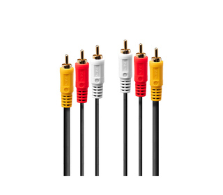 Lindy 35690 câble audio 1 m 3 x RCA Noir, Rouge, Blanc, Jaune